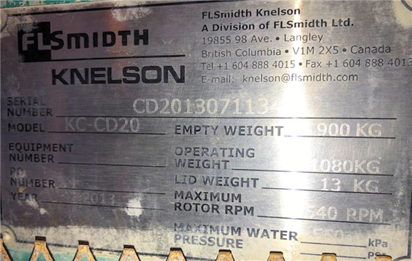 Knelson Model Kc-cd20 20" Concentrator)